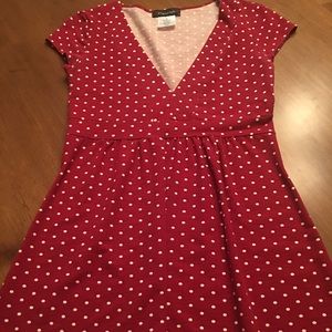Super cute red and white polka dot shirt